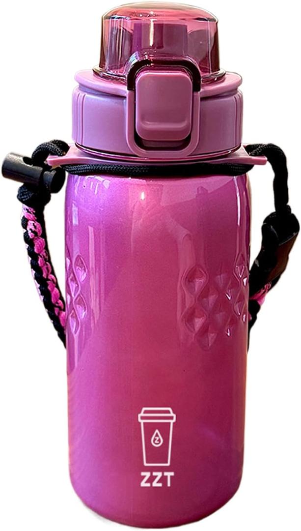 ZZT 25 oz Water Bottle with Spout & Adjustable Paracord Handle,Wide Mouth Water Jug with Leak Proof,Tritan, BPA Free for Gym Fitness & Outdoor (Pink)