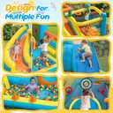 Inflatable Bounce House for Kids Inflatable Water Park with 550W Blower, Ball Shooting, Climbing Wall, Jumping, Kids Bouncy Castle for Outdoor Indoor Backyard Water Slide Summer Party 12 * 9.7 * 7FT, 12 x 10 x 7 feet