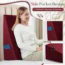 Horbaunal Burgundy Bed Wedge Pillow Cover with Zipper Design, Wedge Pillowcase Protector with Side Pocket for Storage, 24" L x 24" W x 12" H (Pillow Not Include)