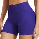 VOYJOY Women Workout Impact Shorts 2.5"/ 3.6"/ 4.5"/ 6" Scrunch Butt Lifting Gym Seamless Booty Biker Shorts (Purple, M)