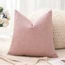 OTOSTAR Linen Throw Pillow Cover Set of 1 Decorative Square Pillowcases Cushion Covers 16x16 Inch for Home Decor Sofa Bedroom Car 40 x 40CM Pink