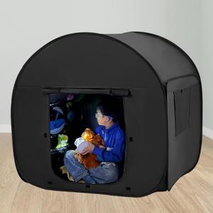 Sensory Tent for Kids with CPC Certification - Sensory Calm Corner Helps Autism, ADHD, SPD Children Relax, Reduce Anxiety - Portable Pop-up Blackout Hideout Play Tent Toys Add Windows (Small)