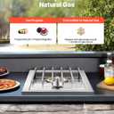 VEVOR Single Grilling Side Burner, 15,000BTU Liquid Propane Side Burner for Outdoor Kitchen, Convertible to Natural Gas, 304 Stainless Steel Built-in Single Grill Burners for BBQ Grill Island