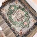 2x3 Small Rugs for Entryway, Green Boho Area Rug for Bathroom Throw Hallway Vintage Kitchen Rugs Non Slip Washable, Indoor Entrance Floor Carpet