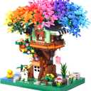 Architecture Rainbow Tree Building Block Treehouse Garden Mini Bricks Modle Collectible Decorations Toys Presents for Kids and Adults 1528PCS