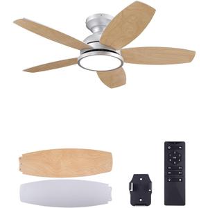 VONLUCE Ceiling Fans with Lights, 36 Inch Ceiling Fan and Remote, FullSpectrum LED Light, 3CCT, 6Speeds Noiseless Reversible DC Motor, Modern Ceiling Fan for Bedroom Living Room Farmhouse, Nickel