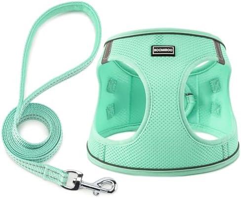 Dog Harness with Leash Set, No Pull Adjustable Reflective Step-in Puppy Pet Vest Harnesses for Small Medium Large Dogs and Cats,Green XS
