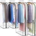 Clear Garment Bag for Hanging Clothes 10 Gusseted, (40&50") Suit Bags for Open Closet Storage Plastic Clothes Cover for Coat, Dress, Shirts, Fur, Jacket, Wardrobe Protectors, 4 Pack