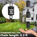 Square Rain Chain, 8.5 Feet Length, 2.36inch Big Size Cup, Rain Chains Direct Functional and Decorative Replacement for Gutter Downspouts, Black Powder Coated, V Gutter Clip Included, Black