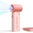 JISULIFE Portable Handheld Fan Life9, Turbo Power High Speed Air [18H Max Cooling Time], 5 Gear Wind, 5000mAh Rechargeable, Mini Pocket Design, Personal Fan for Travel Concerts Cruise Makeup - Pink