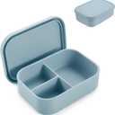 PandaEar 3-Compartment Silicone Bento Box for Toddlers & Kids - BPA-Free Food-Grade Meal Prep Container - Durable & Easy-Open Small Lunch Box for Daycare, Travel & Picnic, Blue
