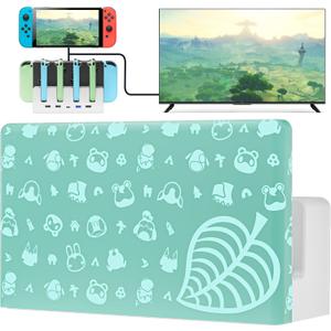 Lumindock Switch Docking Station with Joypads Charger, Replacement for Switch Dock Support 4K/1080P HDMI, Multifunctional Charger Docking Station for Swiitch, 7 LED Colors/USB 3.0 Ports - White (Green)