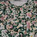 Zeagoo Spring Dresses for Women 2025 Casual Short Sleeve Midi Dress V Neck Tiered Vacation Dress with Pockets Green Floral XXL