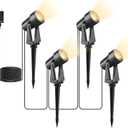 Svater 4 Pack Landscape Lighting Low Voltage,Outdoor Spotlights with Transformer, Plug in LED Spot Lights for Yard, Backyard,House 12V 3000K Warm White, IP65 Waterproof