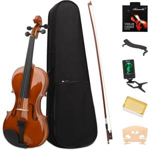 Violin 4/4 Full Size for Adults, Violin Set for Beginners with Case, Bow, Extra Strings, Tuner, Lesson Book - Stringed Musical Instruments