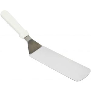 Turner Spatula with White Handle for Griddle Grill, 8 x 3-Inch Stainless Steel Solid Flexible Blade Turner with Plastic Handle, Commercial Grade Spatula by Betolla