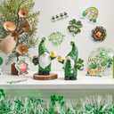 St Patrick's Day Gnomes Decor, 2Pcs Resin Leprechaun Figurines with Pot of Gold, Shamrock for Mantle, Small Lucky Couple Holiday Decorations, Party, Tiered Tray, Irish Home Decor (Green, White, and Black)