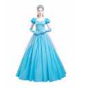 Womens Deluxe Blue Princess Dress Halloween Fancy Ball Party Gown Costume (Blue, Medium)