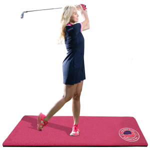 Amazique 5×4 Golf Hitting Mat, Non-Slip Hitting Mat, 40mm Thick, PGA Pro Trusted Indoor & Outdoor Golf Practice Mat with Training Kit (5x4 Pink 31mm)