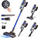 Cordless Vacuum Cleaner, 550W 45KPA Longlasting Vacuum Cleaners for Home, Stick Vacuum with LED Touch Screen & Rechargeable 2500 mAh Battery, Handheld Vacuum for Pet Hair/Carpet/Floor (Blue)