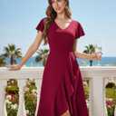 DRESSTELLS Women's Cocktail Dresses 2026, Formal Wedding Guest Prom Party Evening Graduation Hi Low Dress (Red, L)