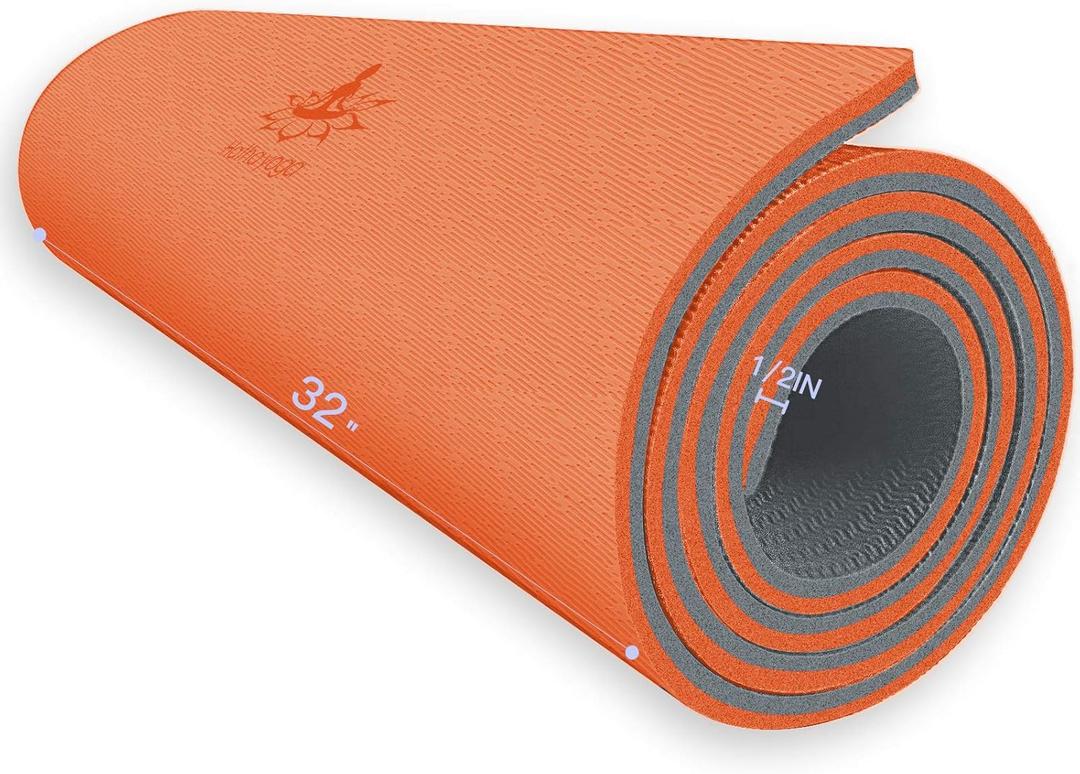 Hatha Yoga Extra Thick TPE Yoga Mat - 72"x 32" Thickness 1/2 Inch -Eco Friendly SGS Certified - With High Density Anti-Tear Exercise Bolster For Home Gym Travel & Floor Outside (Orange/Gray) Hatha Yoga Extra Thick TPE Yoga Mat - 72"x 32" Thickness 1/2 Inch -Eco Friendly SGS Certified - With High Density Anti-Tear Exercise Bolster For Home Gym Travel & Floor Outside (Orange/Gray)