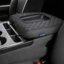 ISSYAUTO Center Console Cover Compatible with Silverado Sierra 2014-2018 with 40/20/40 Jump Seat Leather Armrest Cover (ONLY for Split Bench Seat Console)