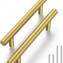 Haliwu 10 Pack Cabinet Handles Brass Gold Cabinet Pulls 3-1/2 Inch Hole Center Drawer Pulls Modern Bar Dresser Handles for Bathroom Kitchen Bedroom