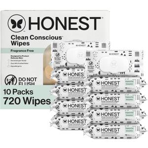 The Honest Company Baby Wipes for Sensitive Skin, Hypoallergenic, Fragrance-Free, Multi-Use, Pattern Play Design, 720 Count (8 Packs of 90)