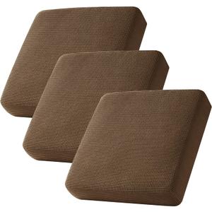 CHUN YI 3Piece Stretch Couch Cushion Covers, Sofa Seat Slipcovers for Pets, Suitable for Armchair Loveseat Sofa with Spandex Jacquard Washable Fabric(3Piece,Coffee)