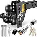 Drop Hitch Adjustable Trailer Hitch, Tow Hitch with 6-Inch Drop/Rise for Truck (16,500 LBS GTW), Adjustable Drop Hitch Fits 2-Inch Receiver, Trailer Hitches with Double Anti-Theft Pins Locks