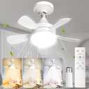 Socket Ceiling Fans with Lights and Remote - Socket Fan light with Dimmable Led Light Bulb, 3 Colors 3000K-6500K, 2000 Lumens, Screw in Small Ceiling Fan for Bedroom Living Room Kitchen Garage Indoor