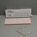 Computer Keyboard Wired, Plug Play USB Keyboard, Low Profile Chiclet Keys, Large Number Pad, Caps Indicators, Foldable Stands, Spill-Resistant, Anti-Wear Letters for Windows PC Laptop, Full Size, Pink