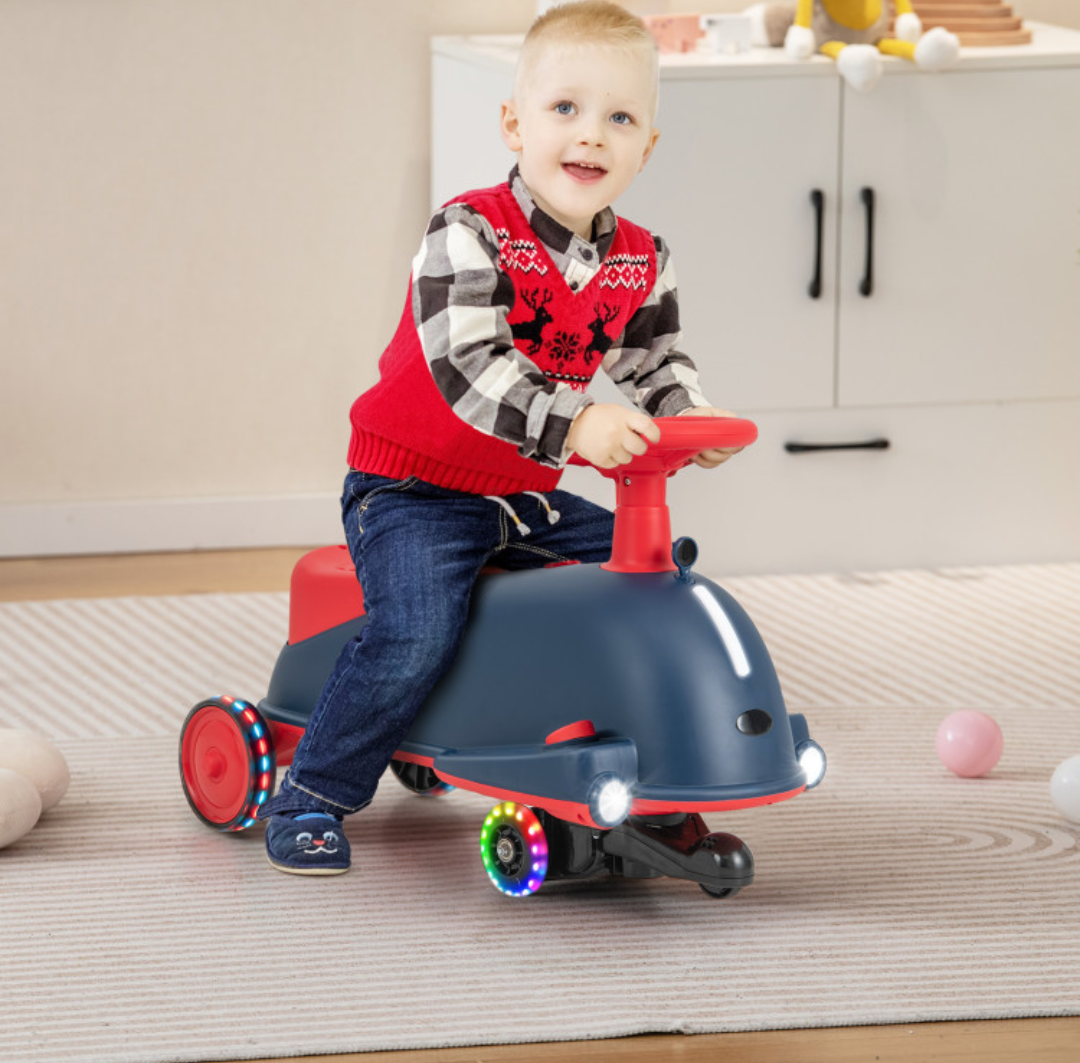 6V Kids Ride On Drifting Wiggle Car 2 in 1 with Music and Pedal and Dolphin-like Design