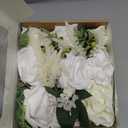 Floroom Ivory White Artificial Flowers Fake Roses Peonies Dahlia and Greenery Combo Box Set for DIY Wedding Bouquets Bridal Shower Centerpieces Floral Arrangements Party Tables Home Decorations