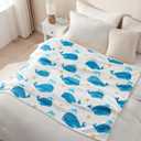 NEWCOSPLAY Throw Blanket Cute Soft Aesthetic Fleece Blanket for Kids Girls Boys Teens Cozy Blanket for Bed Couch Camping (Blue Whale, Throw(50"x60"))