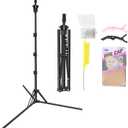 Mannequin Head Stand, Upgrade Foldable Wig Stand Tripod for Cosmetology Hairdressing Training, Metal Adjustable Wig Head Stand with Wig Caps, T-Pins, Comb, Hair Clips