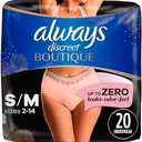 Always Discreet Boutique Adult Incontinence & Postpartum Underwear for Women, High-Rise, Size Small/Medium, Rosy, Maximum Absorbency, Disposable, 20 Count