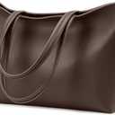 KALIDI Tote Bag Zipper Shoulder Bag Faux Leather Purses Satchel for Women Casual Handbag Work Dating College, Coffee Brown