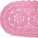 Oval Lace Doilies Width 9" to 11", Length 22" to 23" Handmade Crochet Thanksgiving Table Runner Flower Kitchen Placemats (Pink, 1)