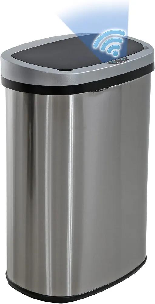 Trash Can,13 Gallon Automatic Garbage Can,Kitchen Trash Can with Lid,Modern Style Touch Free High-Capacity Brushed Stainless Steel Waste Bin,for Bathroom Kitchen Office Home,Indoor and Outdoor