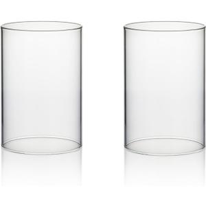 WGVI Hurricane Candle Holder Sleeve, Wide 4", Height 6", Clear Glass Cylinder Candleholder, Chimney Tube, Open Ended Candle Shade, 2 Piece