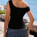 Women Off Shoulder Tops Sleeveless Polka Dot Floral Print Shirts Y2K Going Out Casual Crop Tops Streetwear (Black, M)