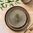 TheTerra Ceramic Dinnerware Sets for 8, 24 Pieces Handmade Reactive Glaze Plates and Bowls Set, Scratch Resistant Dish Set, Oven & Microwave & Dishwasher Safe, Coca Mocha