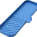 MicoYang Silicone Bathroom Soap Dishes with Drain Spout-Bathroom and Kitchen Sink Organizer,Sponge Holder,Dish Soap Tray,Perfect for Dispenser,Scrubber,Bottle,Cup on Sink or Counter-Lichen Blue 12"4"