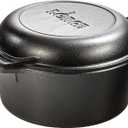 Lodge Cast Iron Double Dutch Oven - Pre-Seasoned 2-in-1 Cast Iron Cookware - Pot & Skillet Combo - Even Heat Retention - Oven-Safe, Versatile Pot - 5 Quart