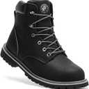 ANGRYRAM Steel Toe Boots for Men 6 Inch Leather Work Boots for Men Sturdy Slip Resistant Waterproof Steel Toe Construction Safety Shoes Lightweight Comfortable (9.5, Black)