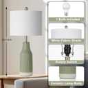 24.5" Ceramic Table Lamp for Bedroom, Sage Green Table Lamp for Living Room End Table, Small Farmhouse Bedside Lamp for Nightstand (1 Pack)
