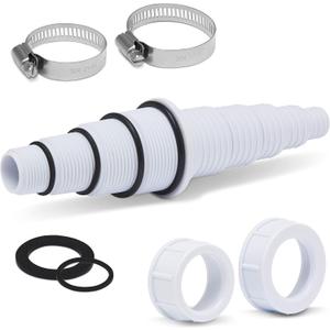Pool Hose Adapter, 30 Configurations, Compatible with Most Pumps, Skimmers, and Filters, White