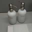 White Soap Dispenser Bathroom Set, Hand and Lotion Dispenser with Pump, Perfect for Bathroom Essentials for New Home. (Silver & White)